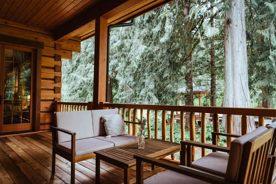 Sit down and relax on the covered patio. 