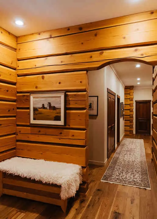 Walk down the main floor hallway to find the primary bedroom. 